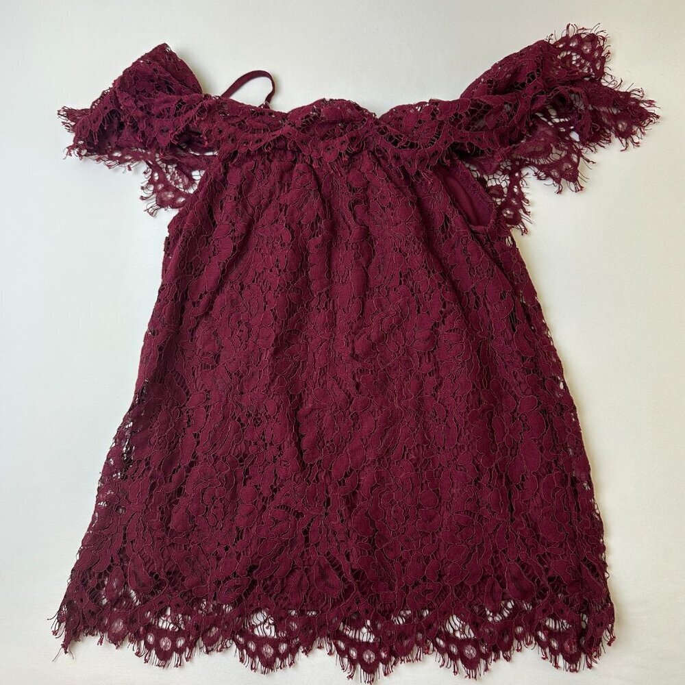 No Boundaries Top Womens Small Lace Off Shoulder Scalloped Lined Boho Cute - Picture 9 of 9